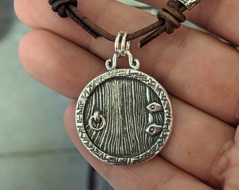 Hobbit Door Fine Silver Pendant, Lord of the Rings Necklace, Handmade Talisman