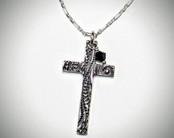 Fine Silver Cross Pendant: Christian Necklace, Recycled Silver