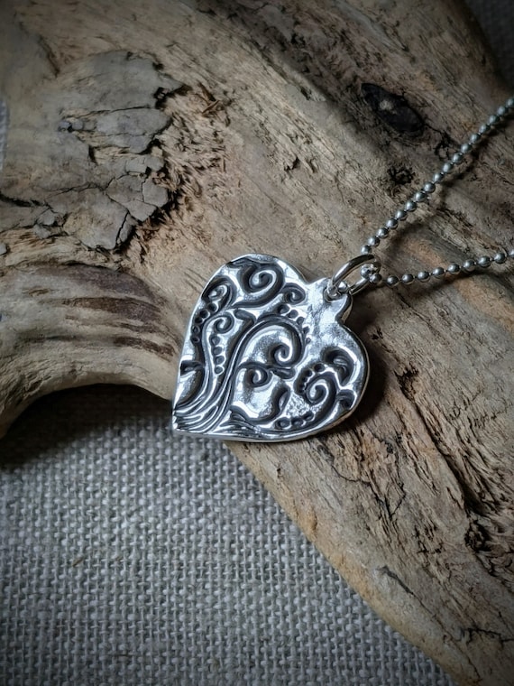 Fine Silver Tree of Life Heart Pendant: Recycled Silver Necklace