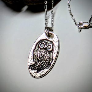 Fine Silver Owl Pendant Necklace: Handmade Bird Jewelry