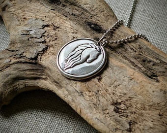 Riders of Rohan Horse Crest Pendant, Fine Silver LOTR Necklace, Fan Gift