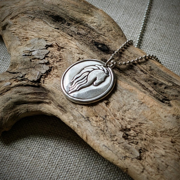 Riders of Rohan Fine Silver or Bronze Pendant, Rohan Crest Silver Pendant, Lord of the Rings Fan Gift, LOTR Rohan Horse Necklace Fan Gift