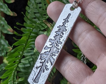 Fine Silver Redwood Tree Pendant: Pacific Northwest Forest Necklace
