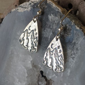 Fine Silver Mountain Earrings: Moon & Stars Sterling Silver Hooks