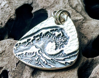 The Great Wave Fine Silver Pendant, Great Wave Necklace, Japanese Necklace, Tsunami Necklace, Kanagawa Necklace, Starry Night Silver Jewelry