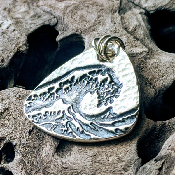 The Great Wave Fine Silver Pendant, Great Wave Necklace, Japanese Necklace, Tsunami Necklace, Kanagawa Necklace, Starry Night Silver Jewelry