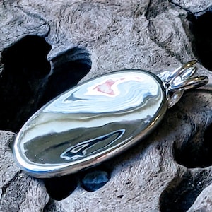Protection Mirror Necklace, Ancient Mirror Fine Silver Necklace, Organic Negative Energy Mirror Pendant, Spiritual Necklace Gift
