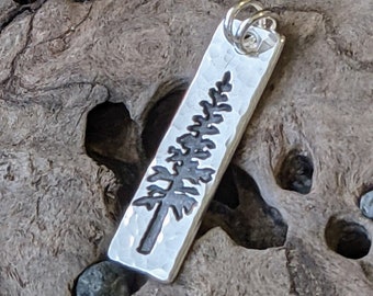 Fine Silver Redwood Tree Pendant: Forest Necklace