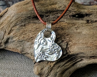 Sea Turtles Heart Fine Silver Pendant, Sea Turtle Necklace, Sea Turtle Pendant, Sea Turtle Silver Necklace, stack or layer