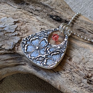 Hibiscus Flower Fine Silver Pendant, Hawaiian State Flower Fine Silver Necklace Hibiscus Flower Basket Fine Silver Necklace Mothers Day Gift
