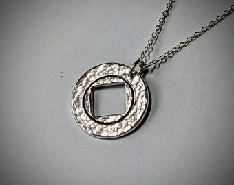 Hammered Fine Silver Necklace: Sobriety Gift, NA Anniversary