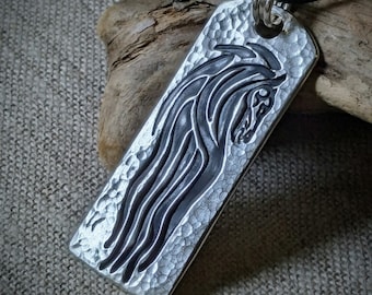 Riders of Rohan Horse Crest Fine Silver Flag Pendant - Lord of the Rings Gift
