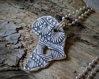 African Heart Fine Silver Pendant Necklace: Artisan Crafted