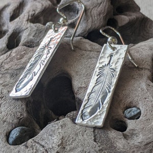 Eagle Feather Earrings, Birds of Prey Jewelry, Eagle Fine Silver Earrings, Hawk Feather Earrings,  Eagle Fine Silver Earrings Handmade Gift