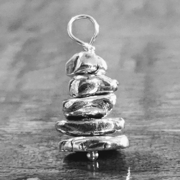 Cairn Rock Stack Talisman, Hiker Rocks, Nature Necklace, Zen Rock Stack, Boho Necklace Fine Silver Pendant, stack or layer necklace