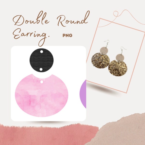 Cool Earrings| Double Round Drop Earring PNG file | DIY earrings png | Make your own earrings