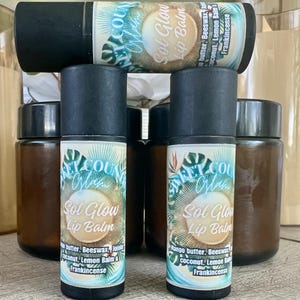 Natural Handmade Lip Balm| Lip Oil | Organic Moisturizing Lip Care |  Sol Glow Hibiscus | Cardboard Tube or Glass Jar| Glass Roller Ball