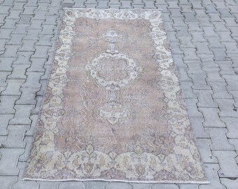 Hand Knotted Wool Anatolian Rug, Vintage Turkish Kilim, 3.8x7.2 ft