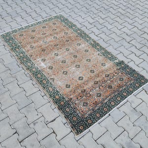 4x6 Natural Rug, Vintage Rug, Turkish Rug, Anatolian, Antique, Hand-Made, Wool, Bohemian, Oushak, Kilim - Free Shipping - Size; 3.8x6.4ft.