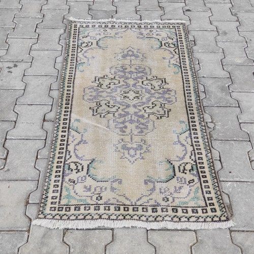 Small Oushak Rug, Vintage Rug, Anatolian, Mini Turkish Rug, Hand-Made, Wool, Bohemian, Natural, Kilim shops - Free Shipping - Size; 2.2×4.1ft.