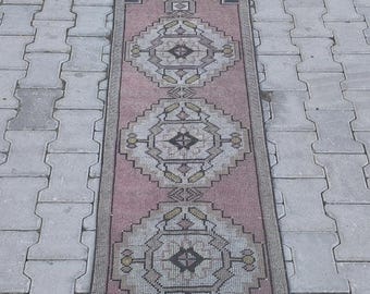 Dywan Vintage Oushak Runner, ręcznie tkany z wełny, turecki dywan boho (1,8 x 5,5 stopy)