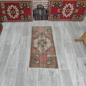 Small Antique rug, Bohemian Turkish Rug (1.5x3.2ft)
