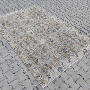 5x7 Turkish Rug, Oushak Rug, Vintage Rug, Anatolian, Antique, Hand-Made, Wool, Bohemian, Natural, Kilim - Free Shipping - Size; 5x7.4ft.