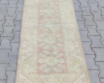 Small Vintage Oushak Rug, Hand-Knotted Wool Runner (2.6x6.4ft)