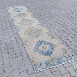 3x13ft.Bohemian Runner Rug, Turkish Vintage Runner, Anatolian,Hand-Made, Antique, Bohemian, Runner Rug,Wool, - Free Shipping-Size, 3x13.3ft.