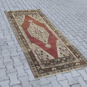 4x7 wool Rug, Vintage Rug, Turkish Rug, Anatolian, Antique, Hand-Made, Oushak, Bohemian, Natural, Kilim - Free Shipping - Size; 3.7x7.2ft.