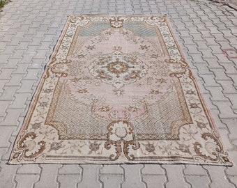 5x8 Vintage Oushak Rug, Hand-Knotted Wool, Bohemian Anatolian Rug
