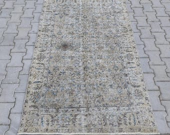 Small Vintage Oushak Rug, Hand-Knotted Wool, 3.6x6.5 ft