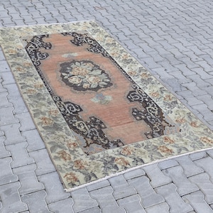5x7ft.Natural Rug, Vintage Rug, Turkish Rug, Anatolian, Antique, Hand-Made, Wool, Bohemian,Oushak, Kilim - Free Shipping - Size; 4.5x7.4ft.