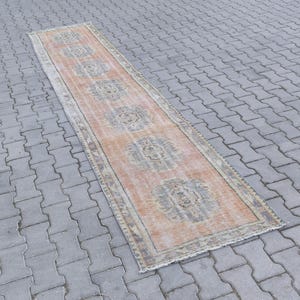 3x12Hand made Runner Rug, Turkish Vintage Runner, Anatolian, oushak, Antique, Bohemian, Runner Rug, Wool, - Free Shipping-Size, 2.7x11.5ft.