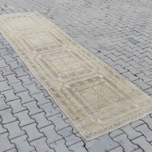 4x11ft.Antique Runner Rug,Turkish Vintage Runner, Anatolian, Hand-Made, oushak, Bohemian, Runner Rug, Wool-Free Shipping-Size, 3.5x11.4ft.