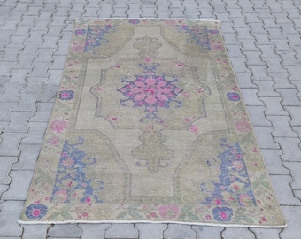 4x7 Vintage Turkish Oushak Rug, Hand-Knotted Wool Area Rug