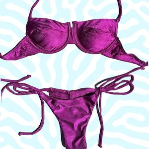 Textured Brazilian Bikini Set - Adjustable Underwire, UV Protection