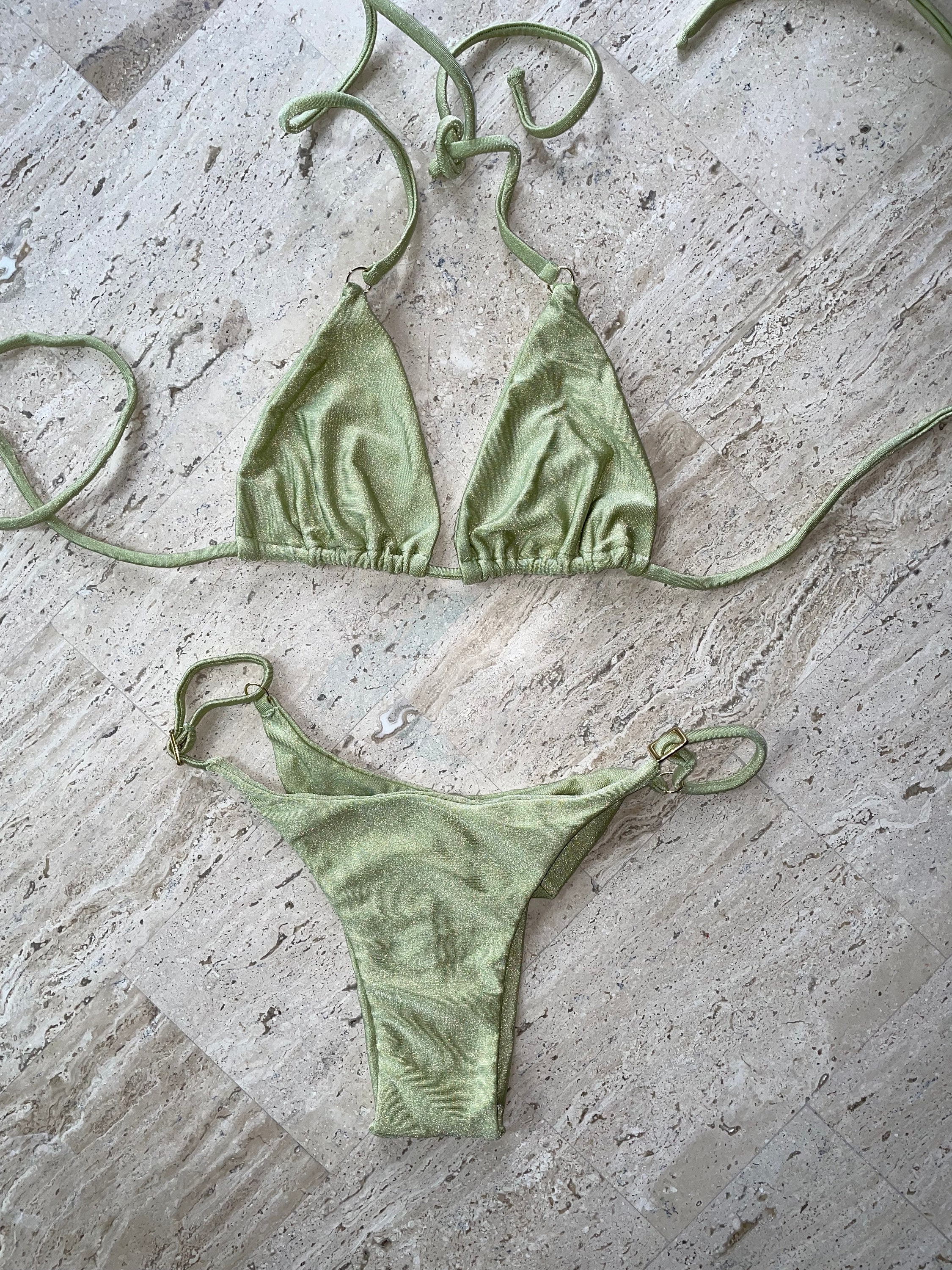 Mint Green Shimmer Bikini Top - HY BRASIL