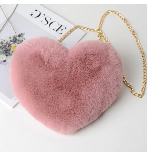 Heart Shaped Kawaii Faux Fur Crossbody Handbag