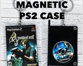 Miniature PlayStation 2 Game Case Keychain | Functional Magnetic Closure, Retro Gaming Charm