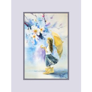 Cherry Dream/ Original Watercolor on Arches 140Ib cold pressed watercolor paper 11x6.5inches