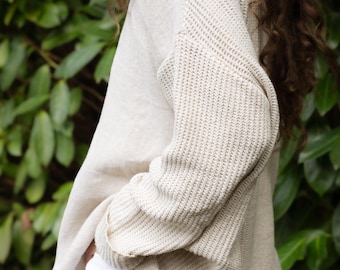 VTG DKNY Linen & Knit Long Sleeve Top