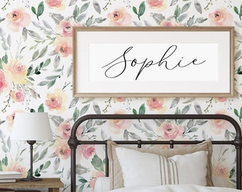 Pink Blush Watercolor Floral Peel and Stick Wallpaper