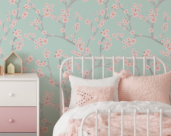 Cherry Blossom Chinoiserie Peel and Stick Wallpaper / Removable ...