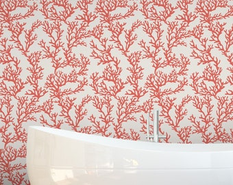 Coral Peel and Stick Wallpaper / Removable Wallpaper