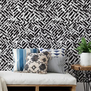 Diagonal Brushstrokes Wallpaper, Floral Peel and Stick Wallpaper / Removable Wallpaper
