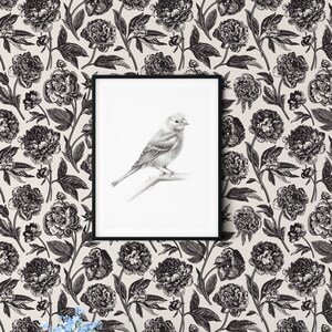 Etched Peonies Peel and Stick Wallpaper - Removable Wallpaper - Self-Adhesive - Floral Pattern