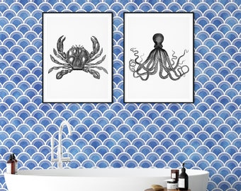 Blue Arches Peel and Stick Wallpaper - Removable Wallpaper