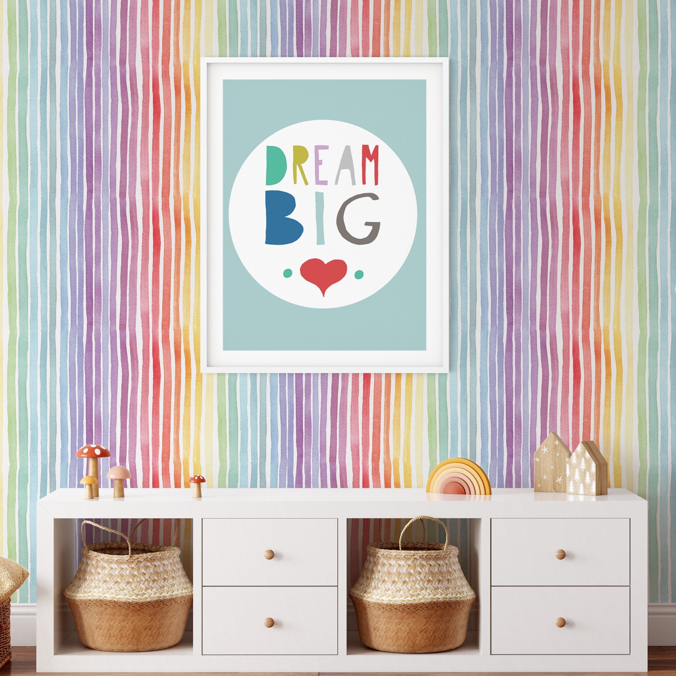 Rainbow Stripe Watercolor Peel and Stick Wallpaper - Etsy