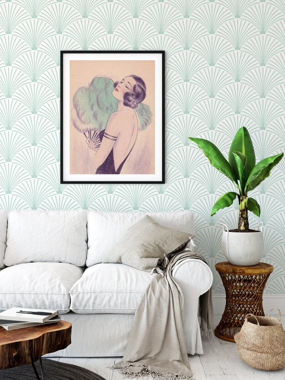 Art Deco Peel and Stick Wallpaper / Removable Wallpaper